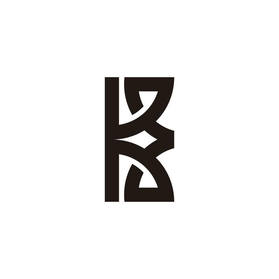 letter k b simple linked 3d flat geometric logo vector