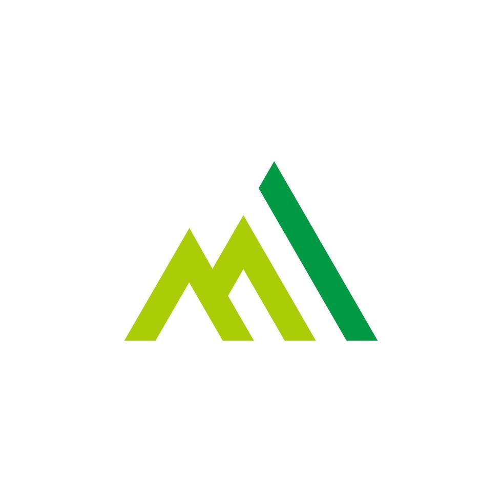 letter mi simple lines art mountain green abstract geometric logo vector