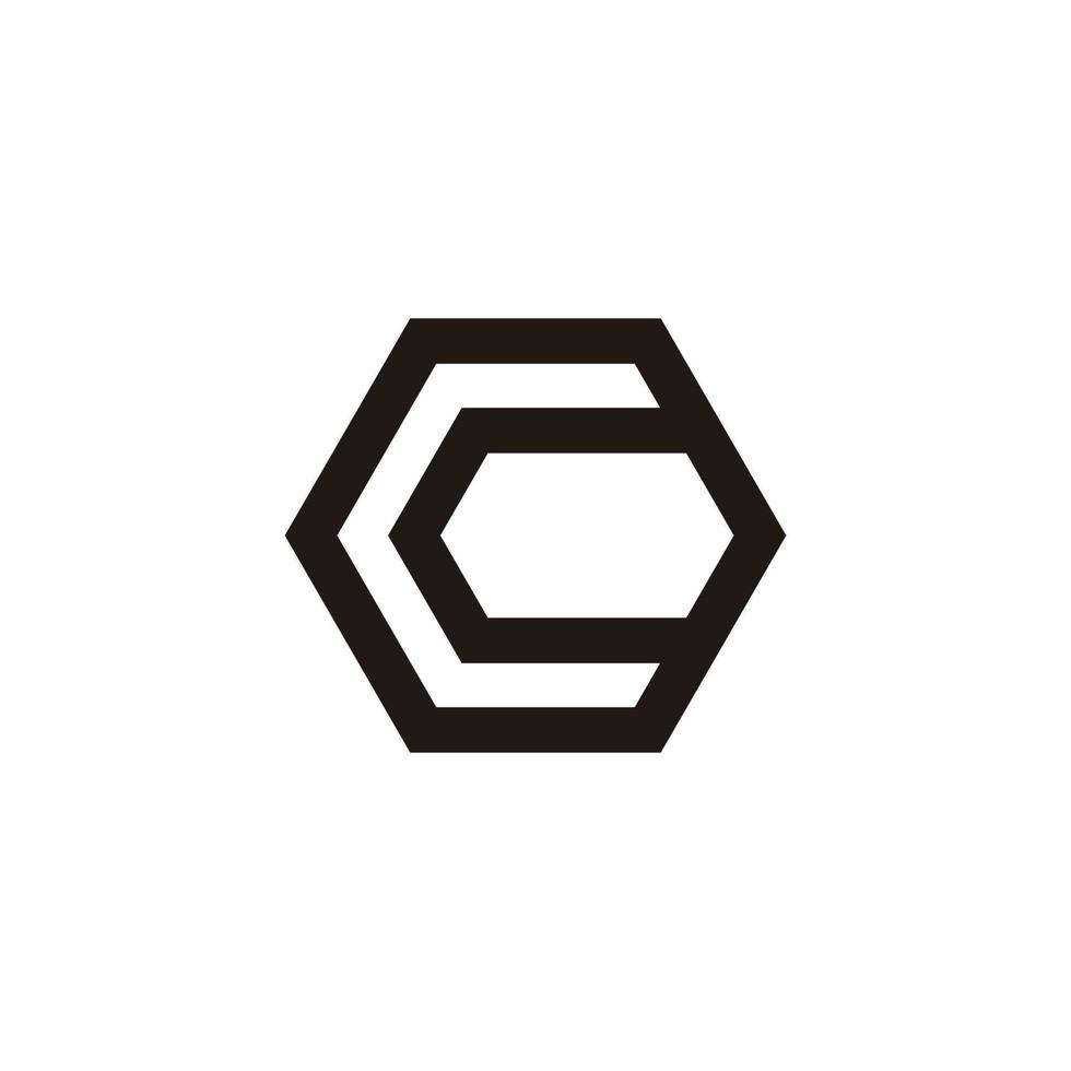 letter c simple geometric hexagonal line logo vector