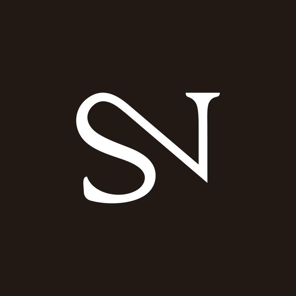 letter sn simple linked curves design logo vector