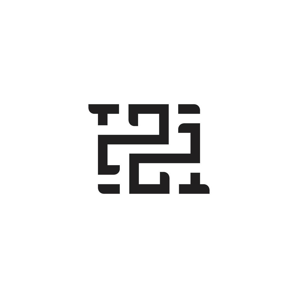 abstract letter pd square maze design logo vector