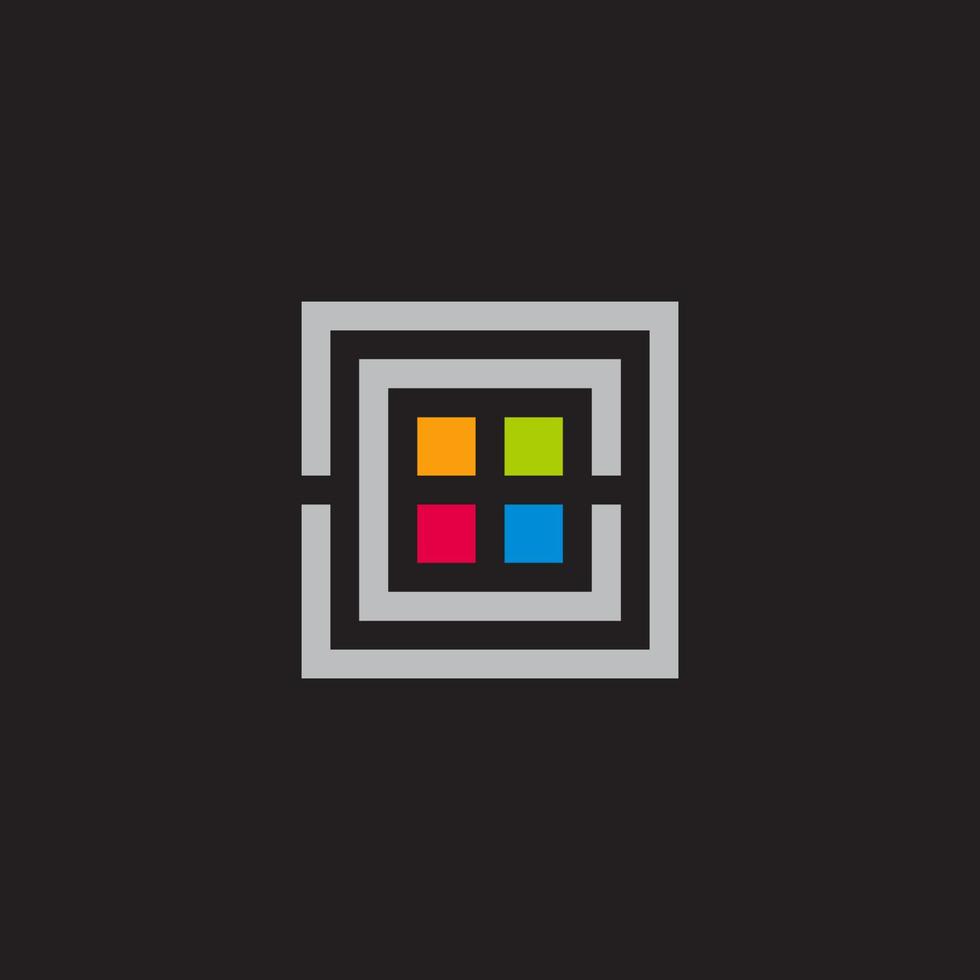 letter cc square geometric windows design logo vector