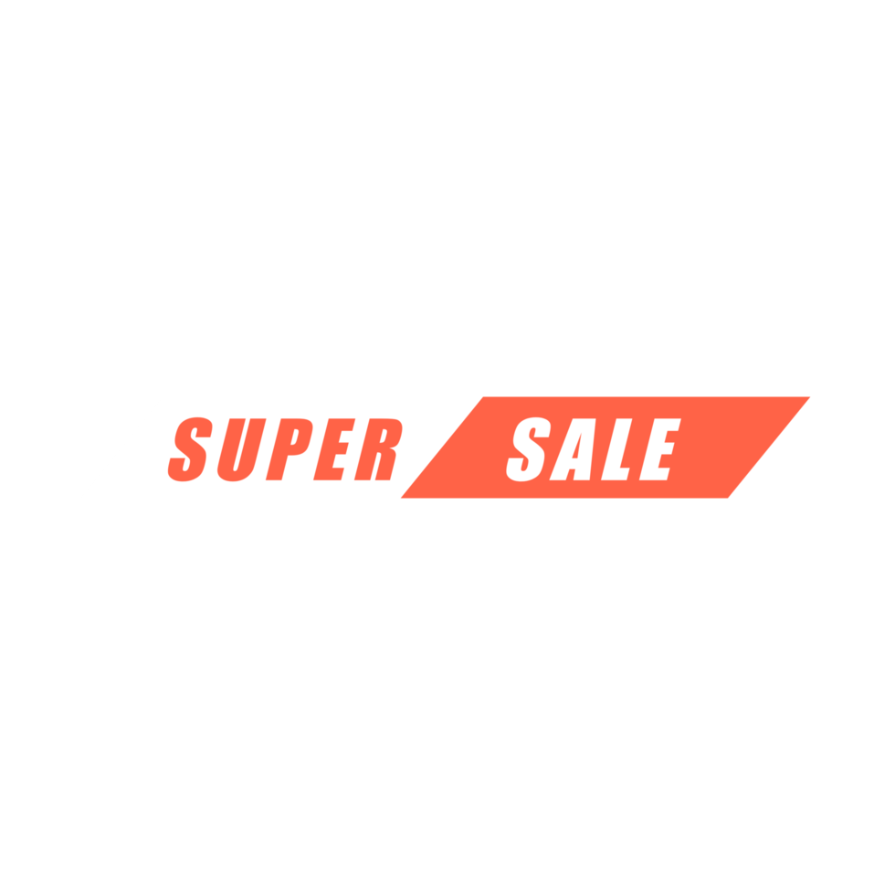 super sale banner or label for digital media marketing, sale advertising promotion with transparent background png