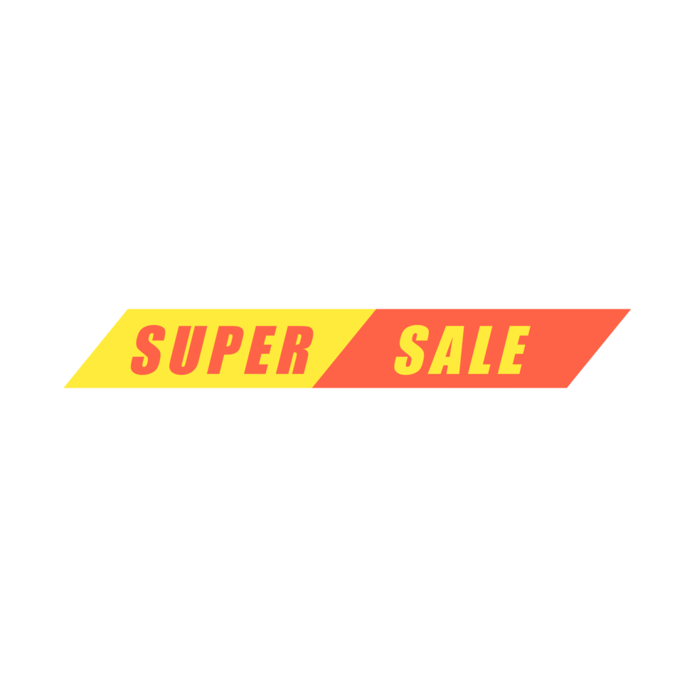 super sale banner or label for digital media marketing, sale advertising promotion with transparent background png