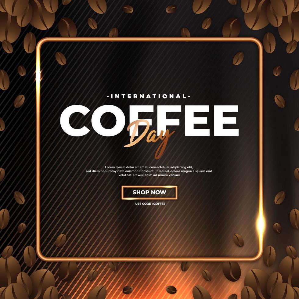 Modern and premium international coffee day greeting design vector