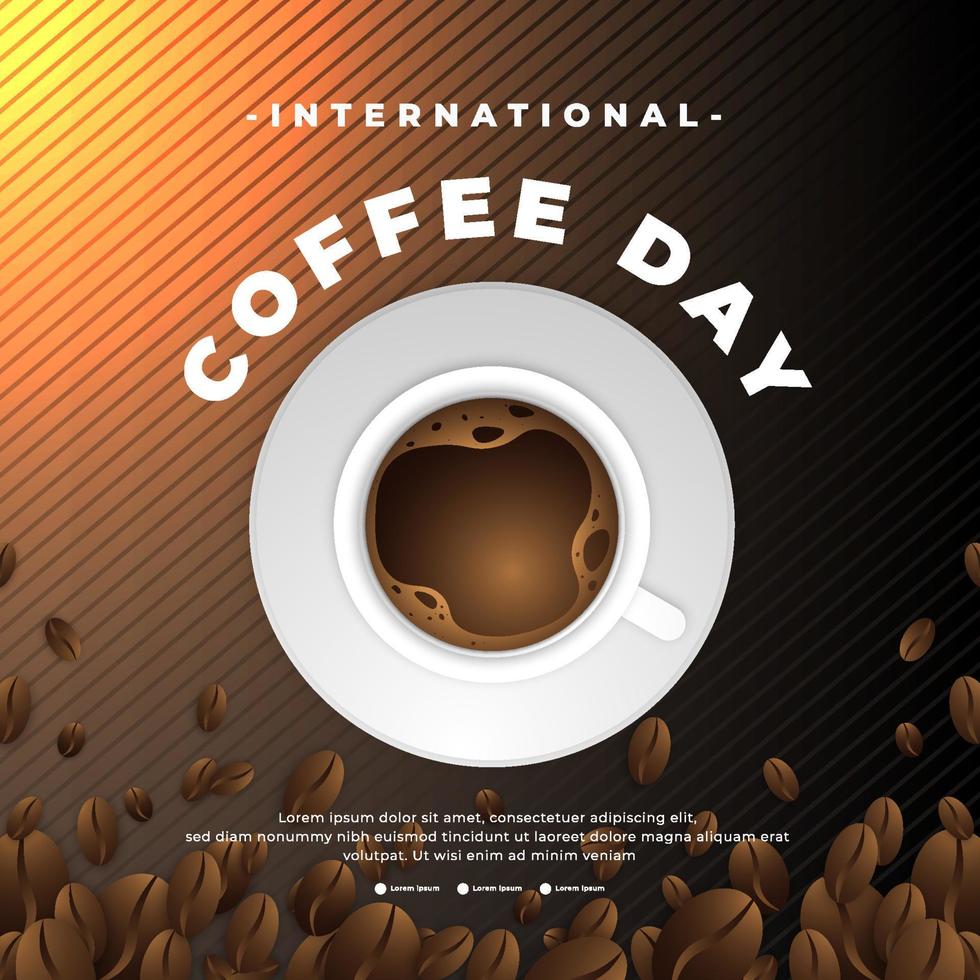 Modern and premium international coffee day greeting design vector