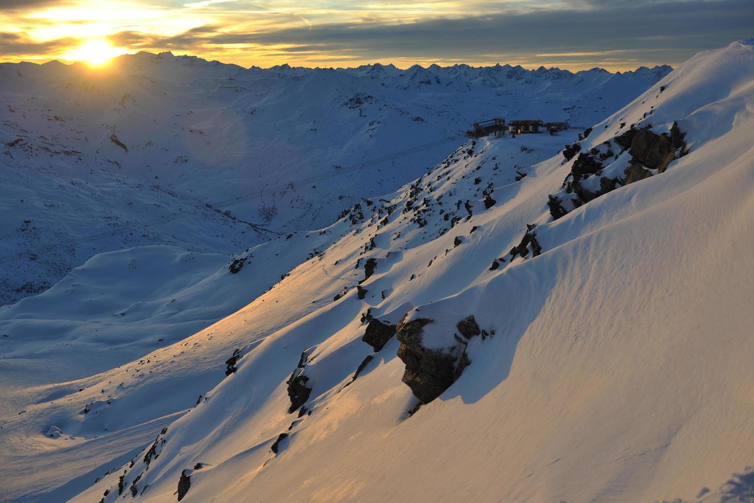 mountain snow sunset photo