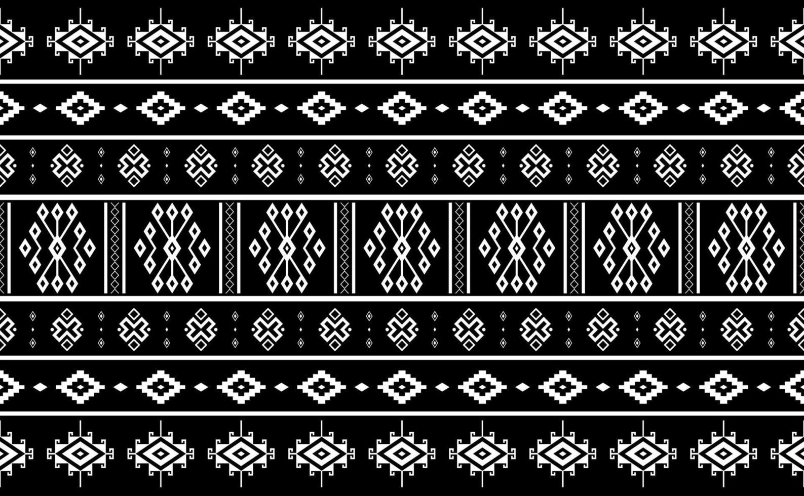 Ethnic pattern vector, Abstract geometric background, Black and white seamless fabric vector