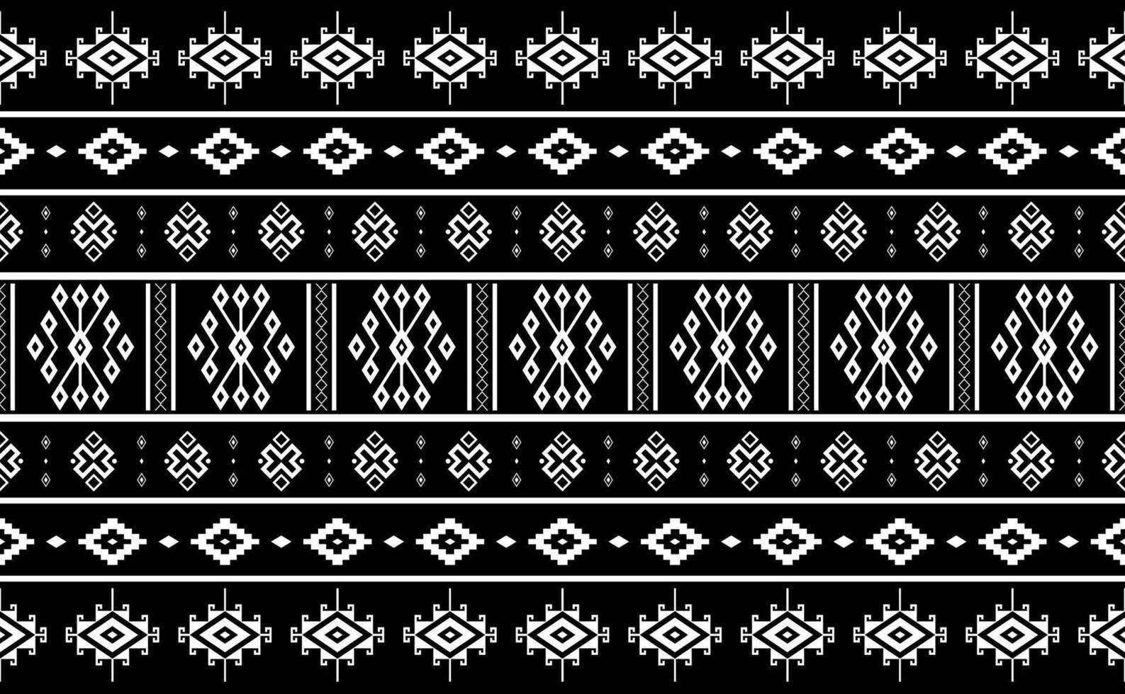 Ethnic pattern vector, Abstract geometric background, Black and white seamless fabric vector