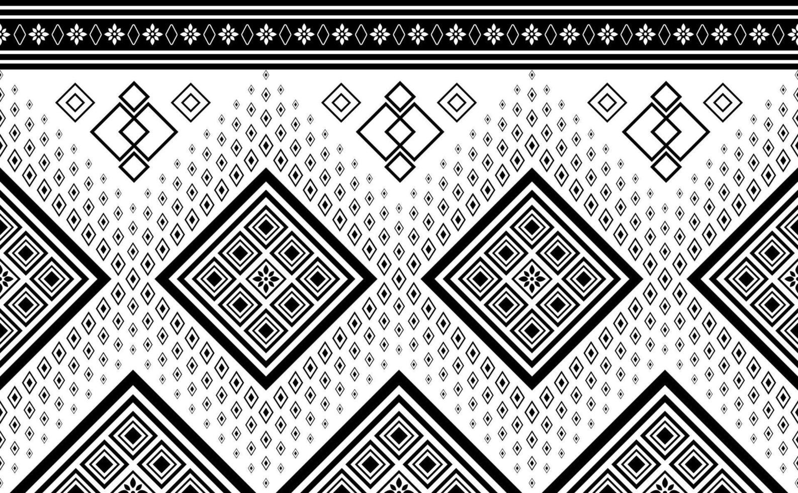 Ethnic pattern vector, tribal motif design, Abstract seamless geometric background, Graphic fabric black and white vector