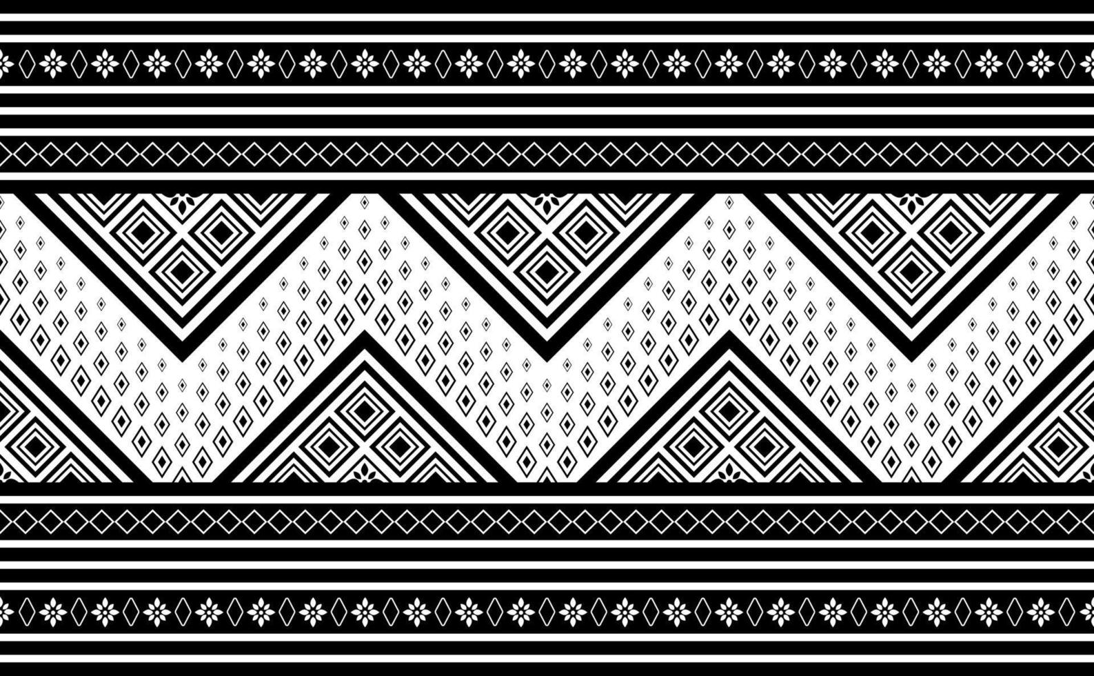 Ethnic pattern vector, Abstract seamless geometric background, Black and white fabric tribal design. vector