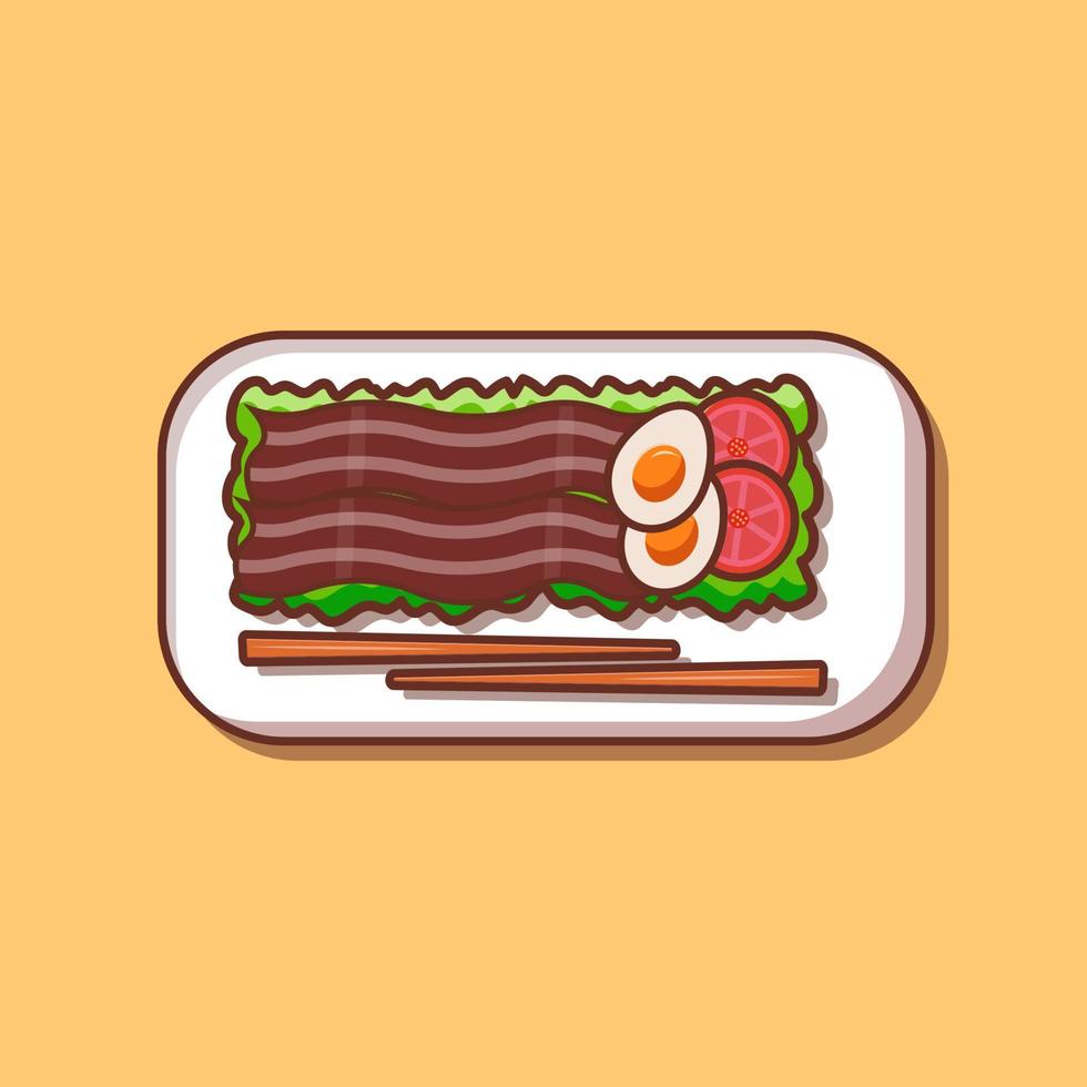 Bacon slice flat icon cutted pork  and beef meat illustration and vector