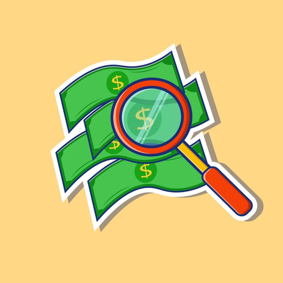 vector de diseño de icono de dinero y lupa