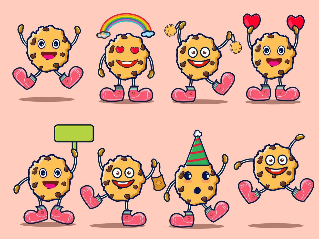 carácter de galletas con diferentes emociones para el vector de diseño de iconos