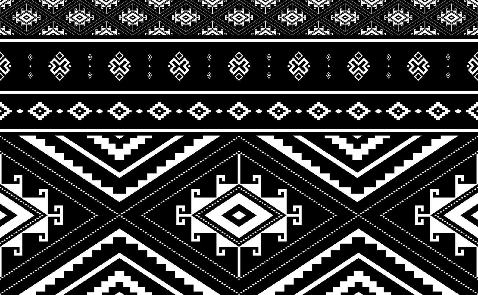 Ethnic pattern vector, Abstract seamless fabric design, Black and white geometric background vector