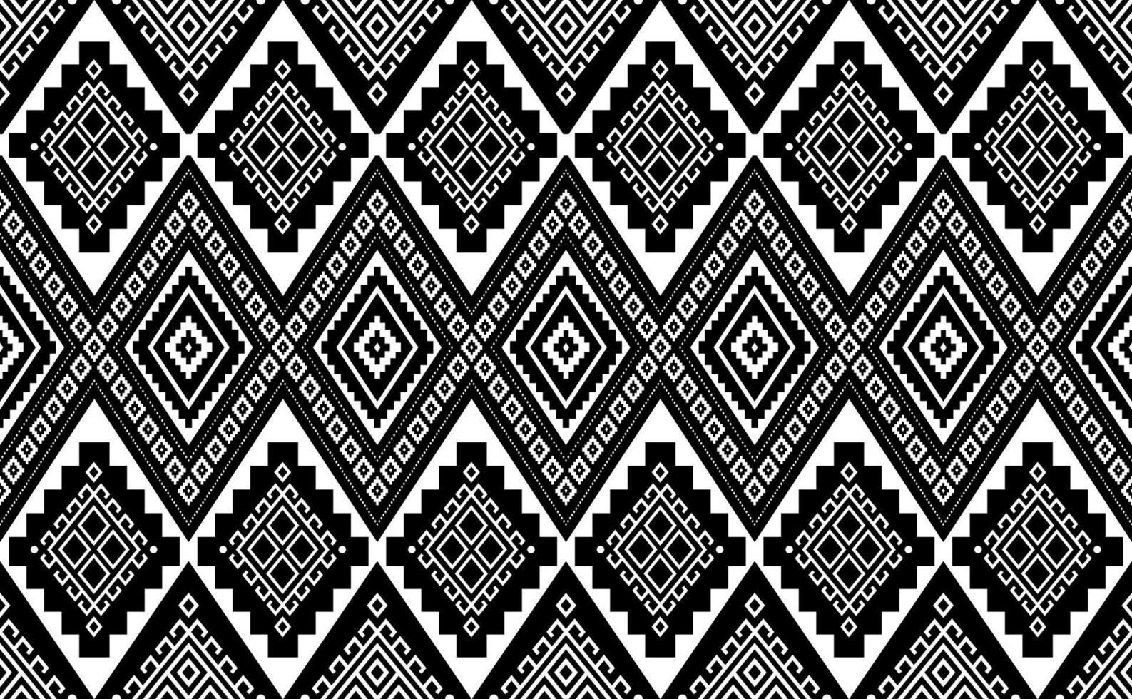 Ethnic pattern vector, Abstract geometric background, Black and white seamless fabric design vector