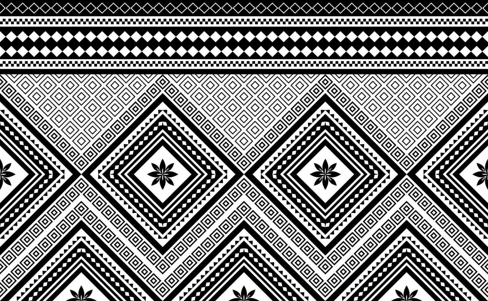 Ethnic pattern vector, Abstract seamless geometric background, Black and white fabric design. vector