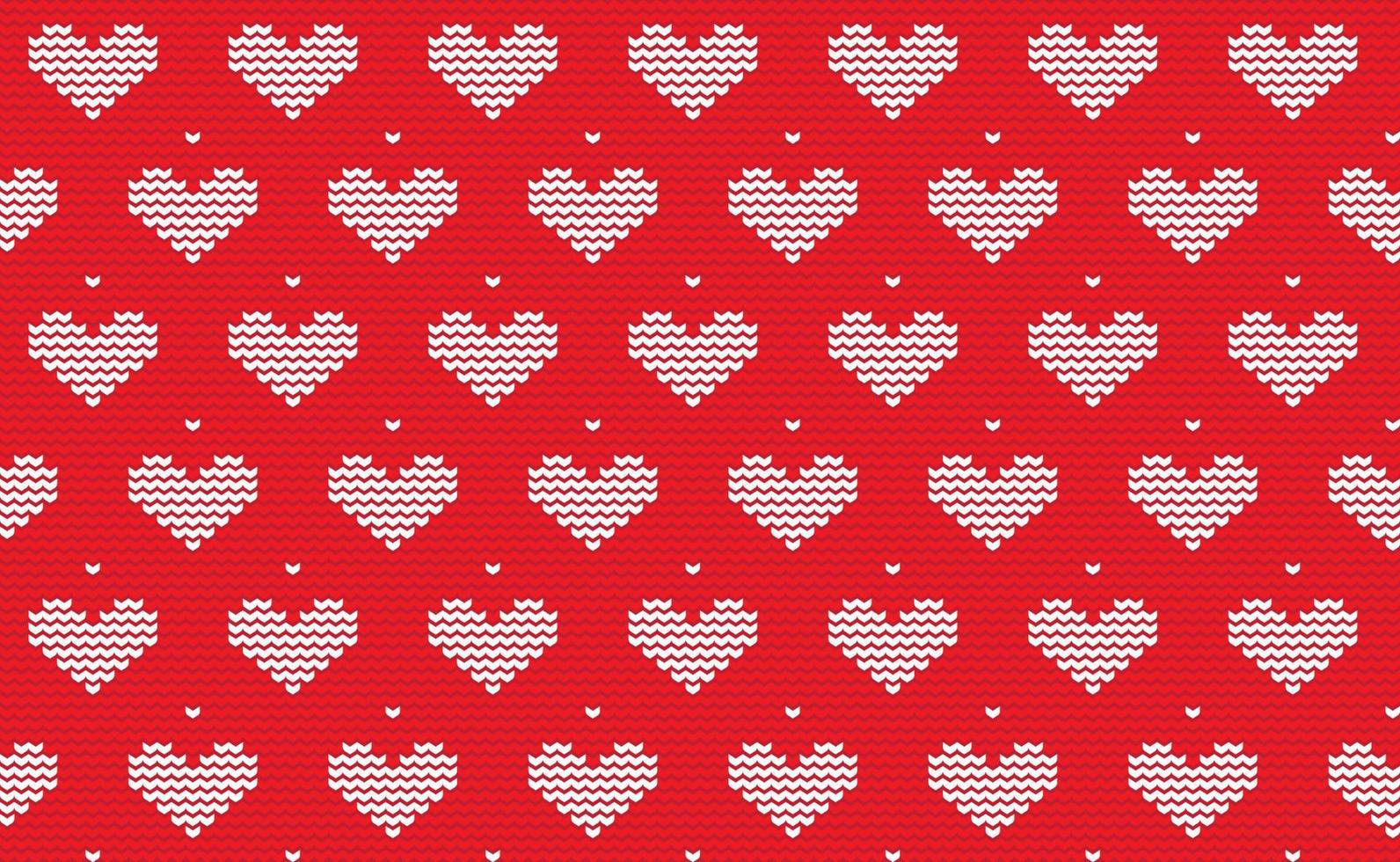 vector de patrón de punto de corazón, punto de cruz blanco y rojo amor día de san valentín, fondo de textura de bordado