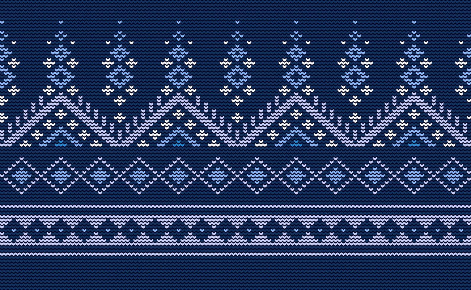 Blue and White Embroidery Pattern, Knitted Classic Background, Vector Ethnic Continuous abstract