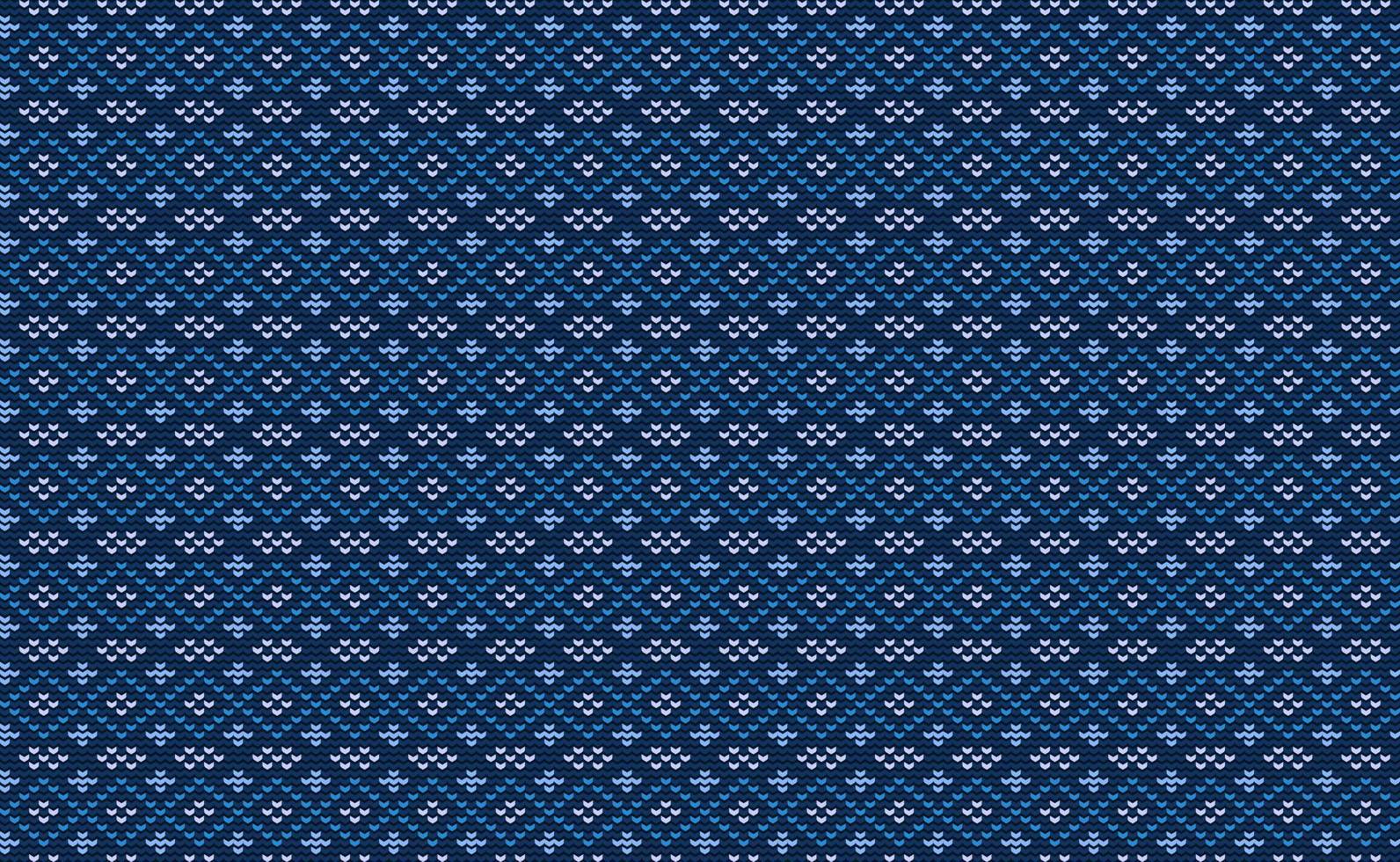 Blue Knitted Pattern Vector, Zigzag Embroidery Continuous Background, Carpet Decorative art vector