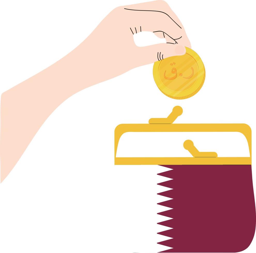 Qatar Flag hand drawn,Qatari riyal hand drawn vector