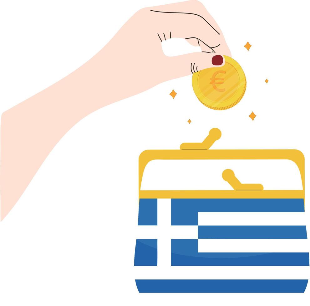 bandera de grecia dibujada a mano, eur dibujada a mano vector