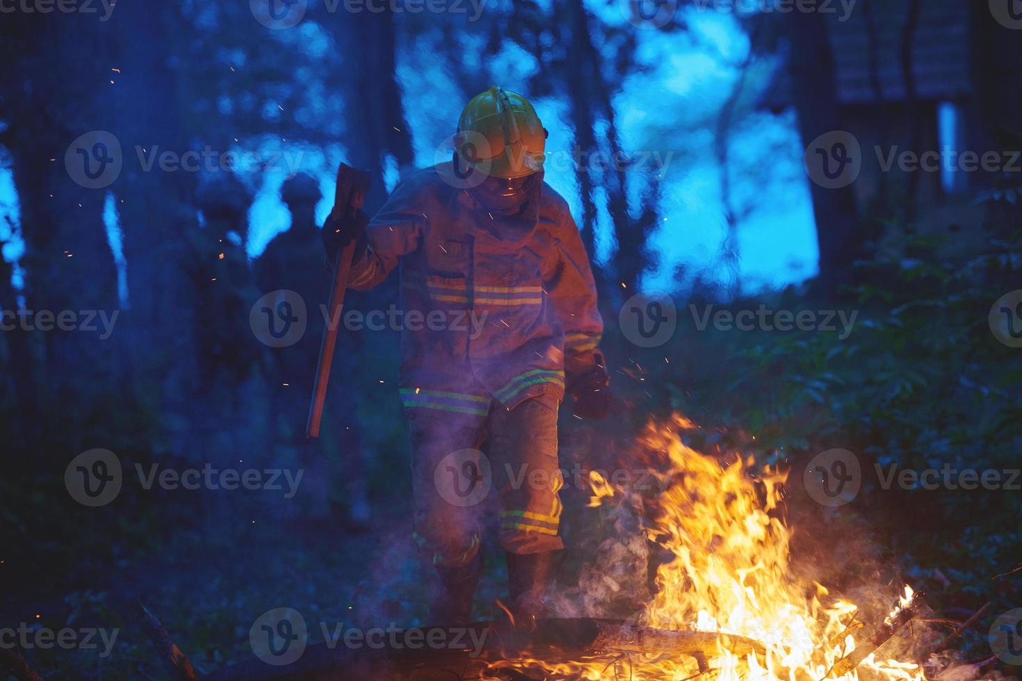 Firefighter in action photo