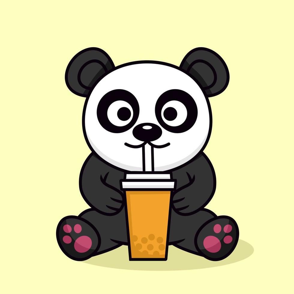 ilustración vectorial de panda lindo y animal chibi vector