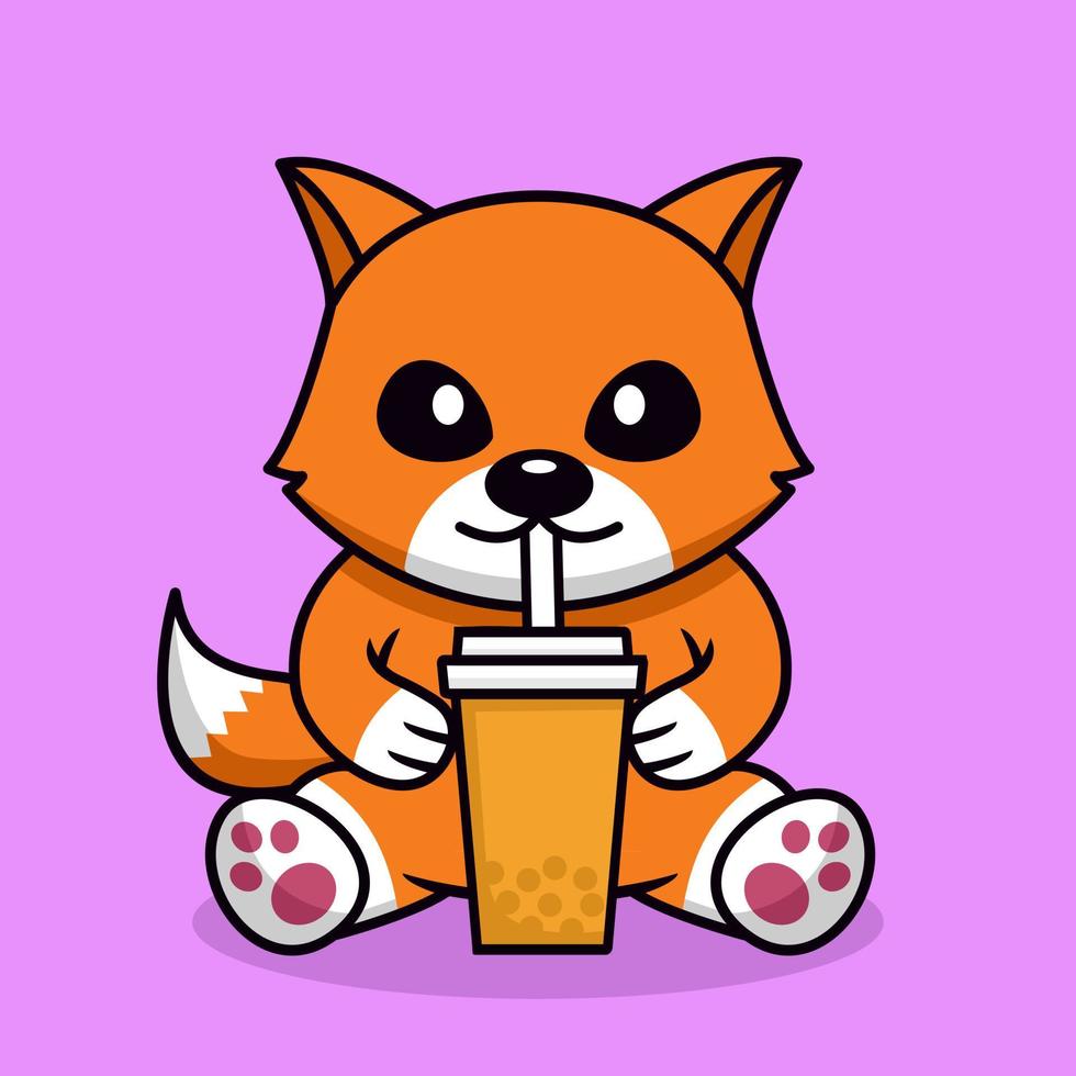 Premium illustration of cute fox and chibi animal vector