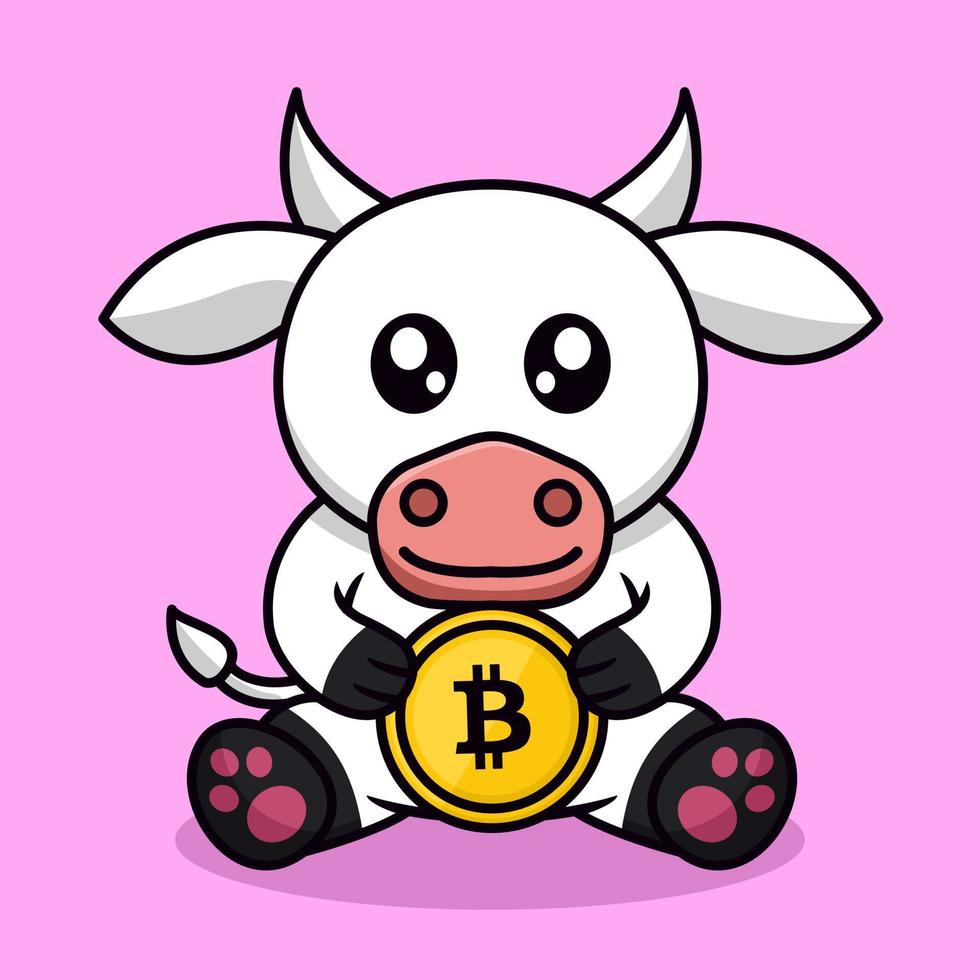 Premium illustration of cute cow and chibi animal vector