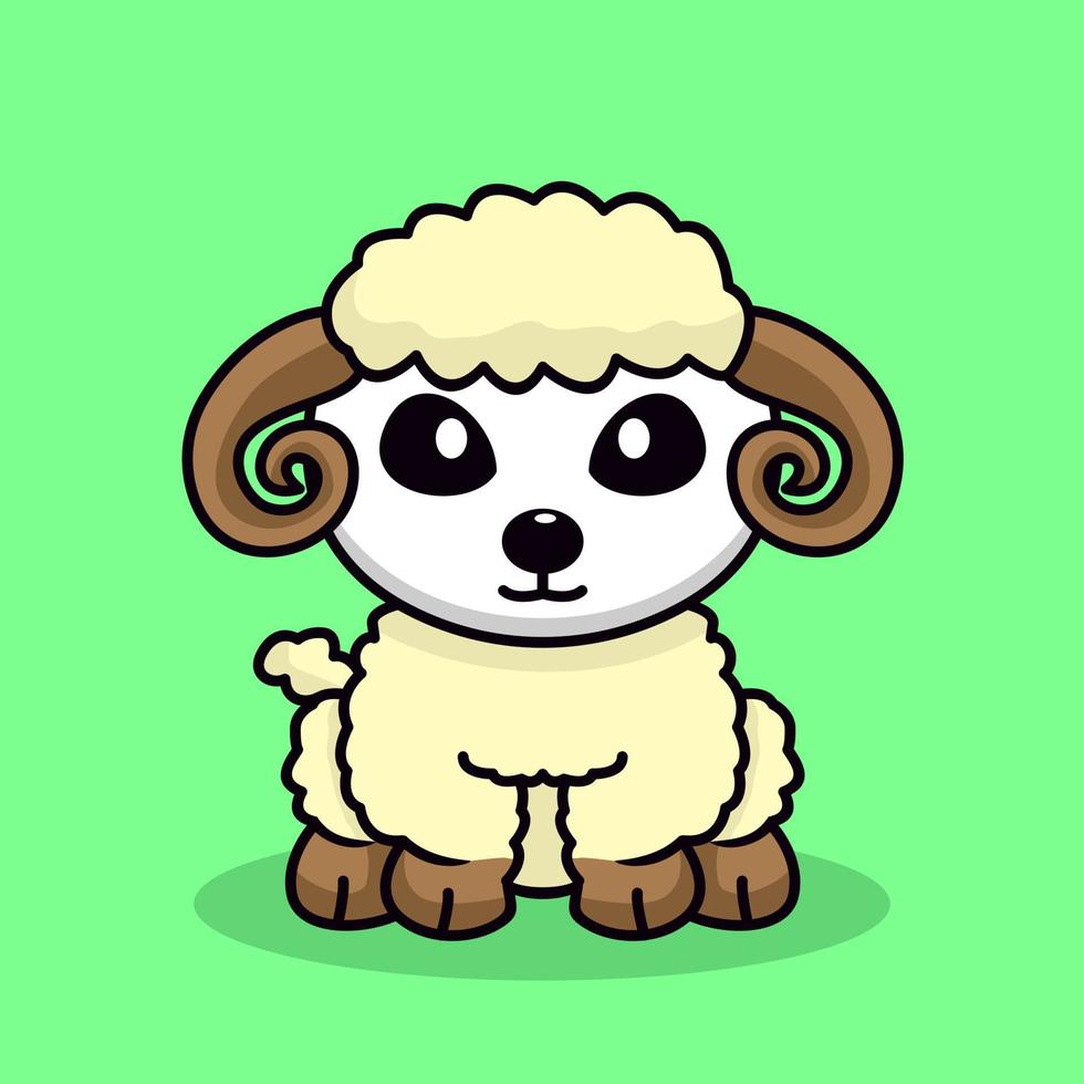 Vector illustration of cute goat and chibi animal