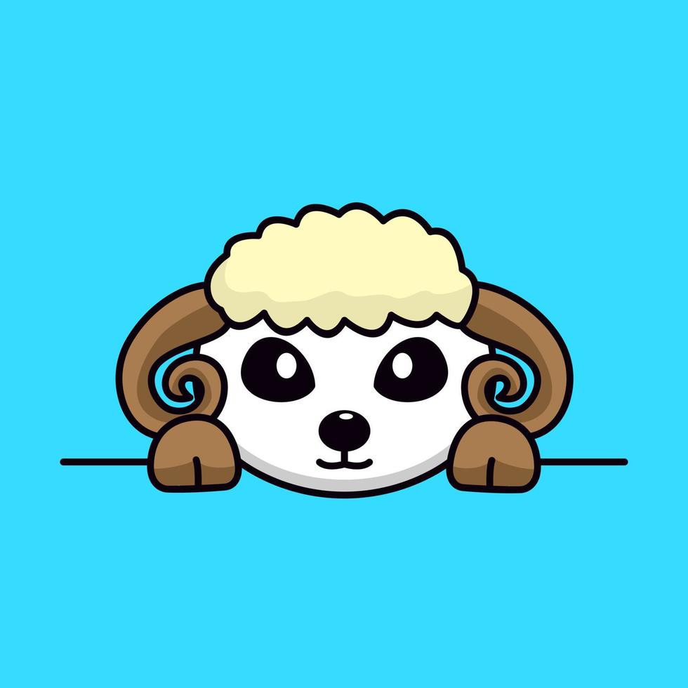 Vector illustration of cute goat and chibi animal