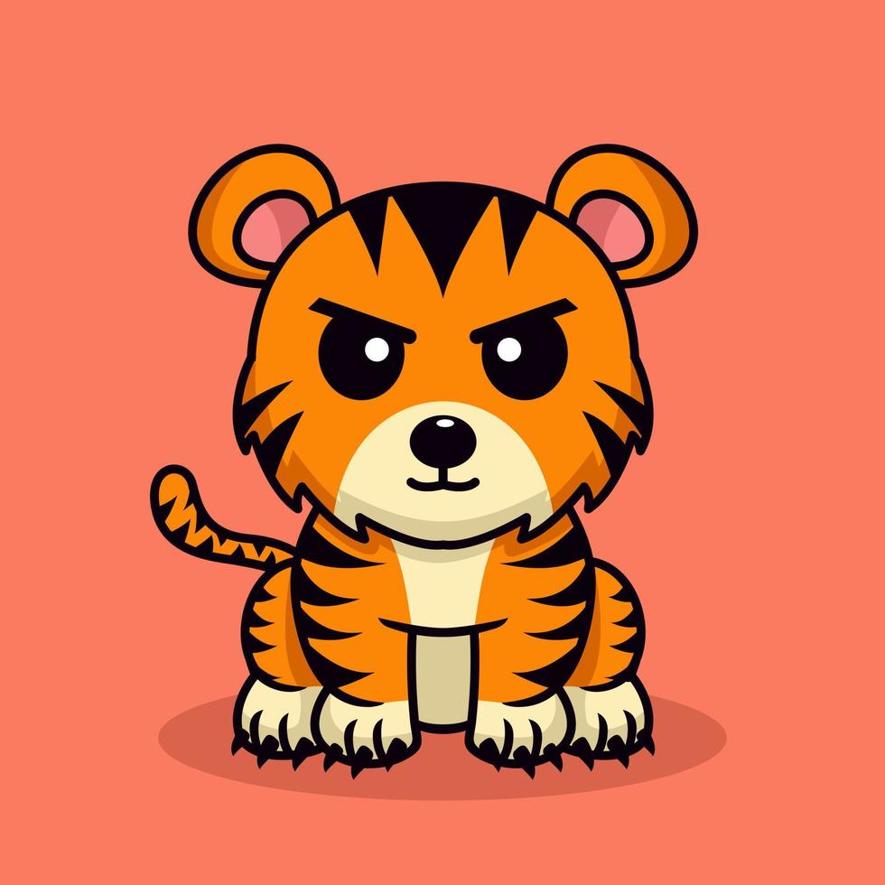 Vector illustration of panda tiger and chibi animal