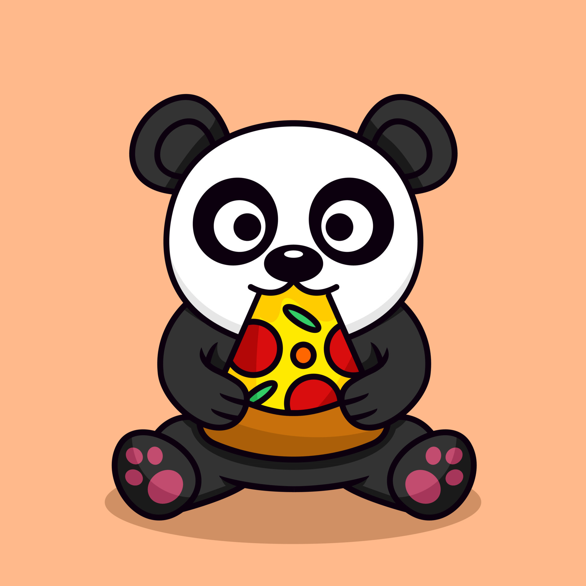 Vector illustration of cute panda and chibi animal 11633371 Vector ...