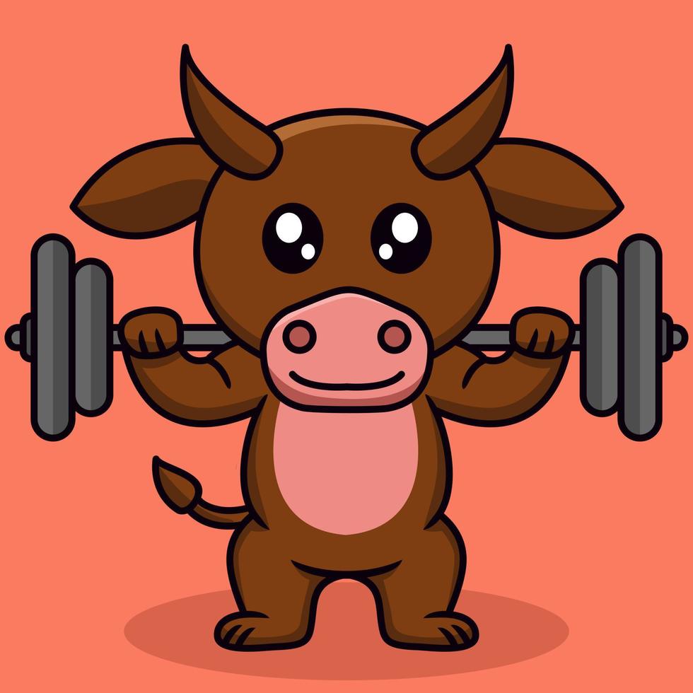 Premium illustration of cute cow and chibi animal vector