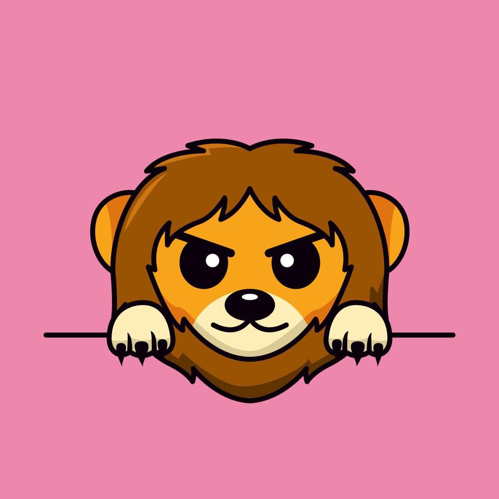 ilustración vectorial de lindo león y animal chibi vector