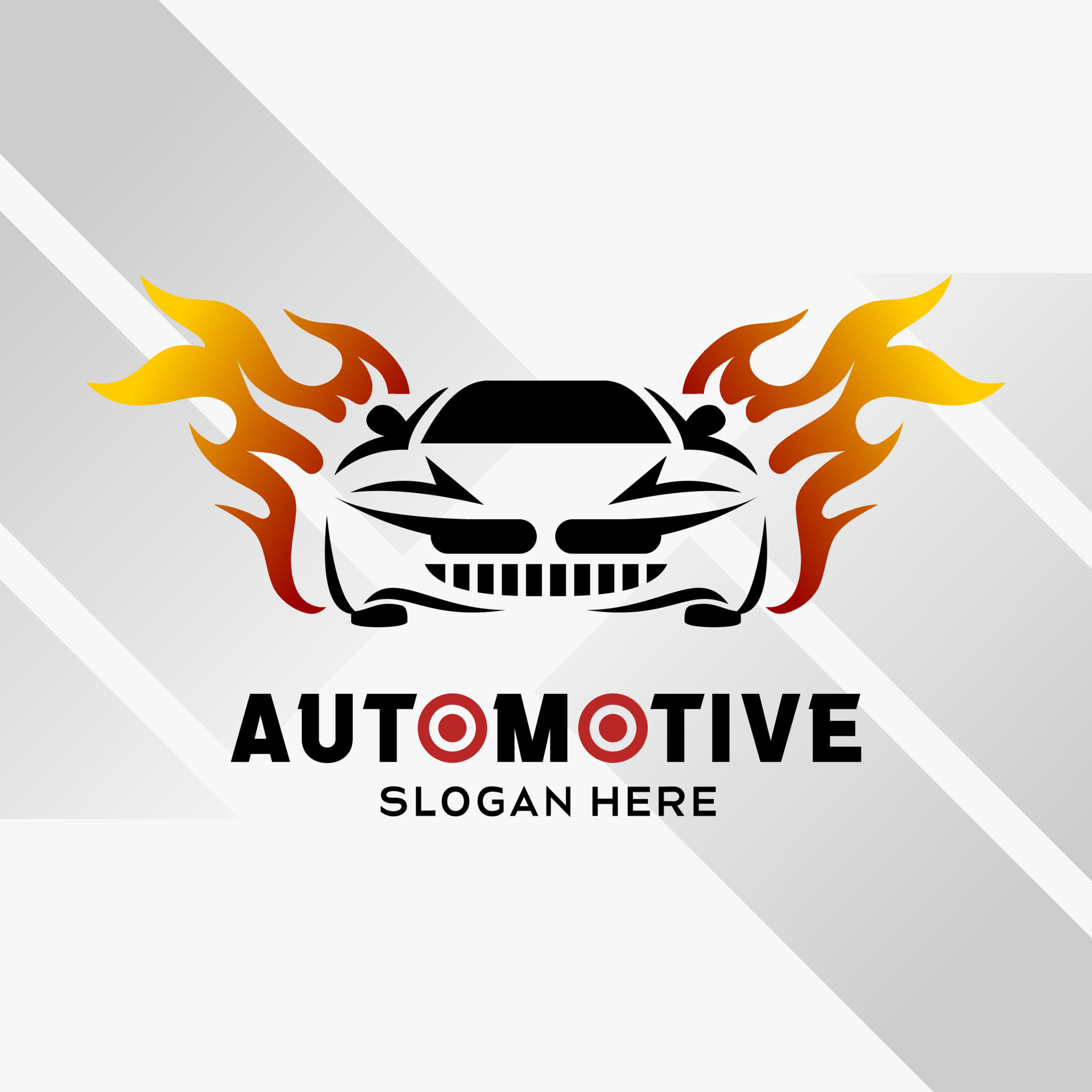 car automotive logo design in creative abstract style with fire element