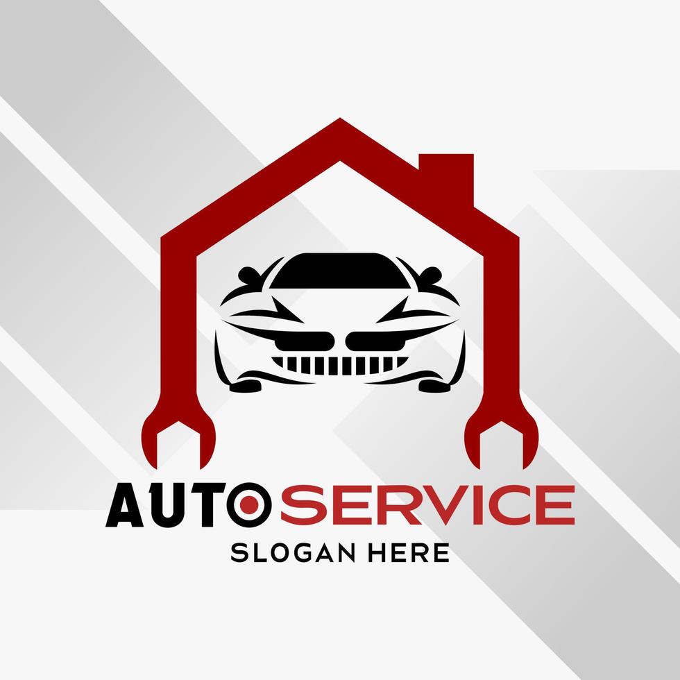 car automotive logo design in creative abstract style with house and wrench in line art style. Fast and Speed logo template vector. automotive logo premium illustration vector