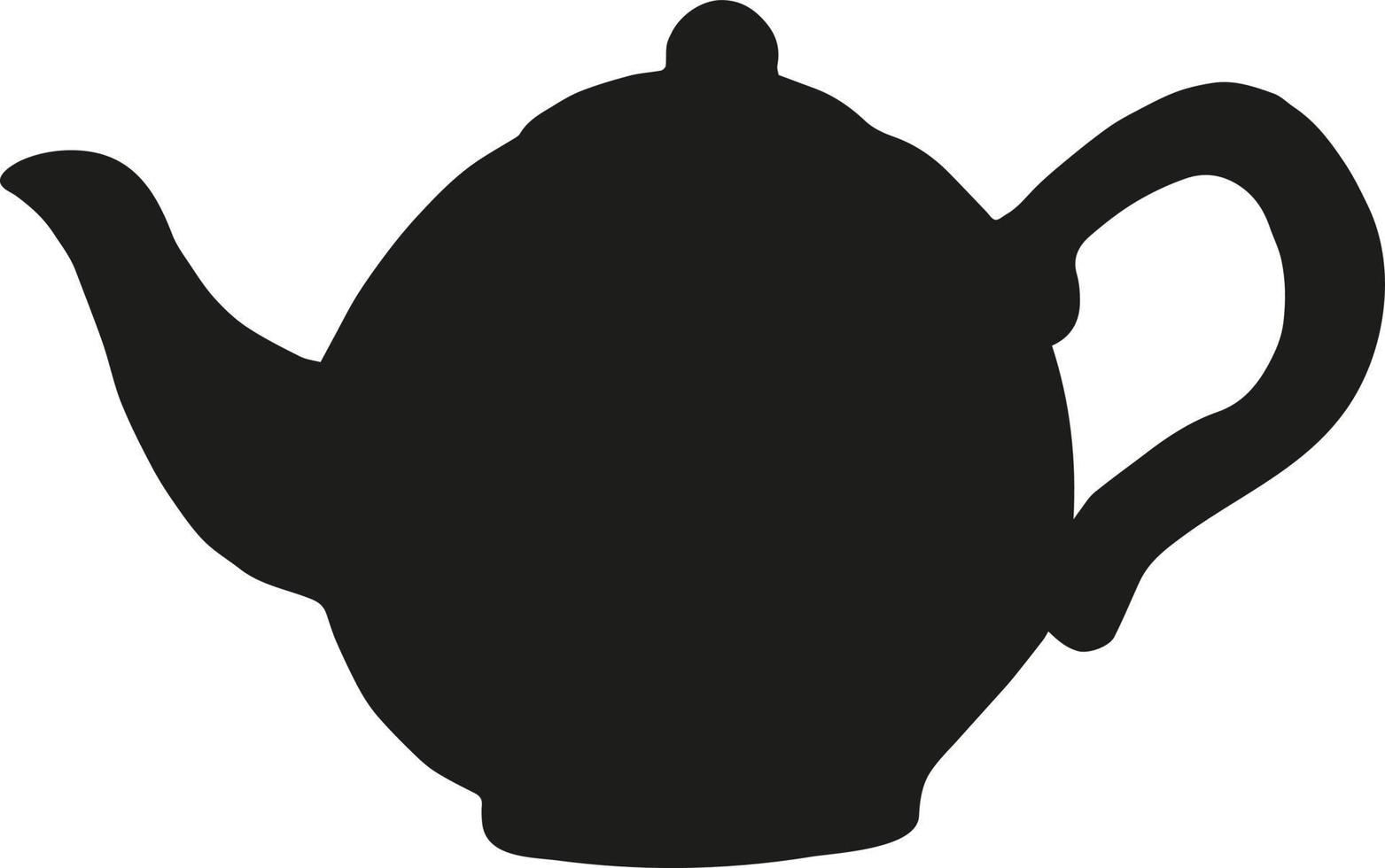 Black teapot on a white background. Vector silhouette image