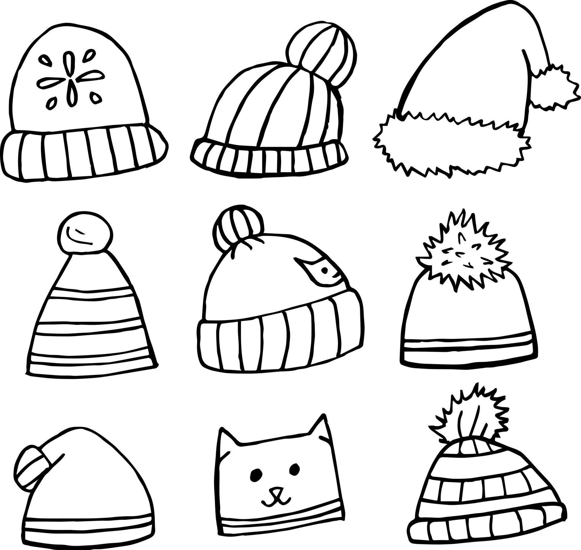 winter hat black and white clipart