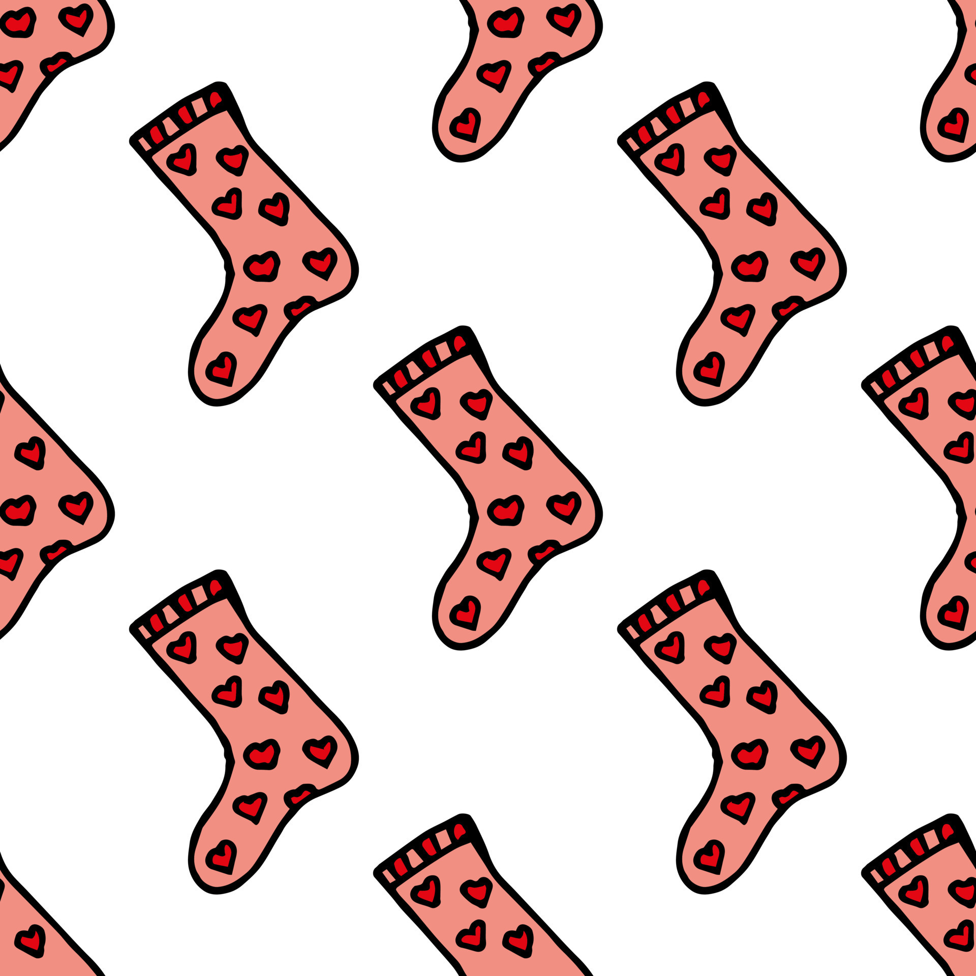 Seamless pattern with cute pink socks on white background. Vector image ...