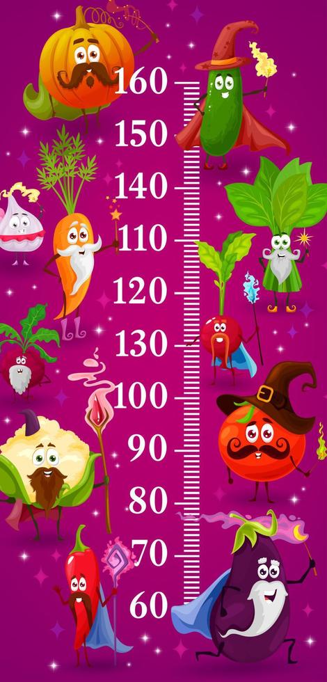 Vegetable wizards and magicians kids height chart vector