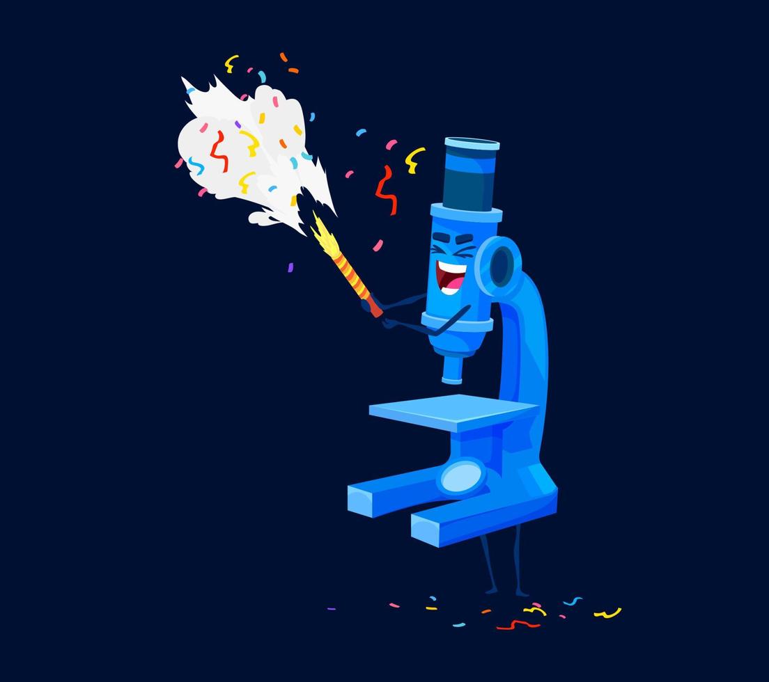 Holiday birthday celebration, cartoon microscope vector