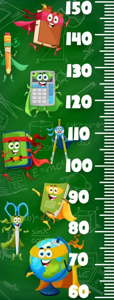 Kids height chart with cartoon school characters vector