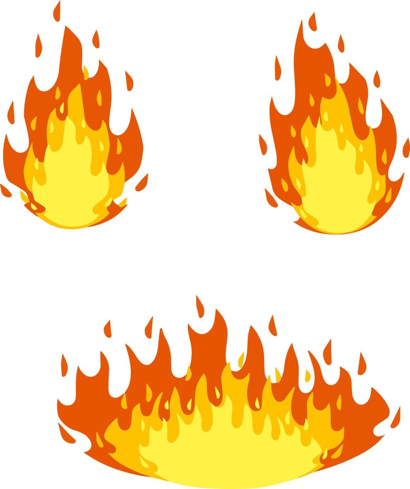 Red flame set. Fire element. Part of the bonfire with the heat. vector