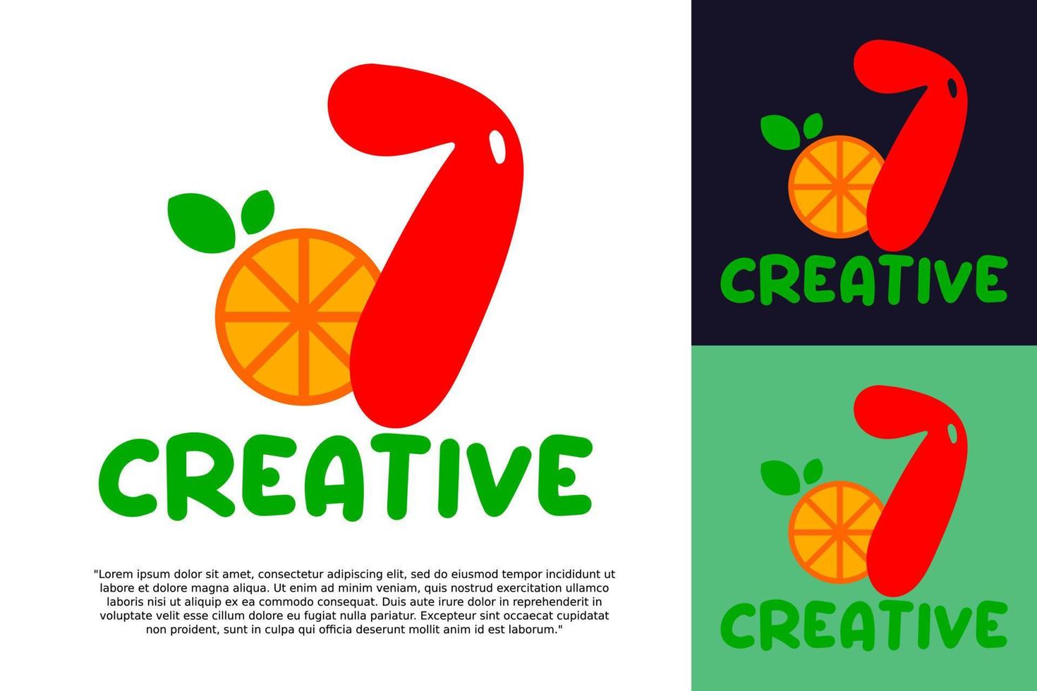 número inicial 7 con elemento de concepto vectorial del logotipo de frutas naranjas, logotipo número 7 con naranja orgánica vector