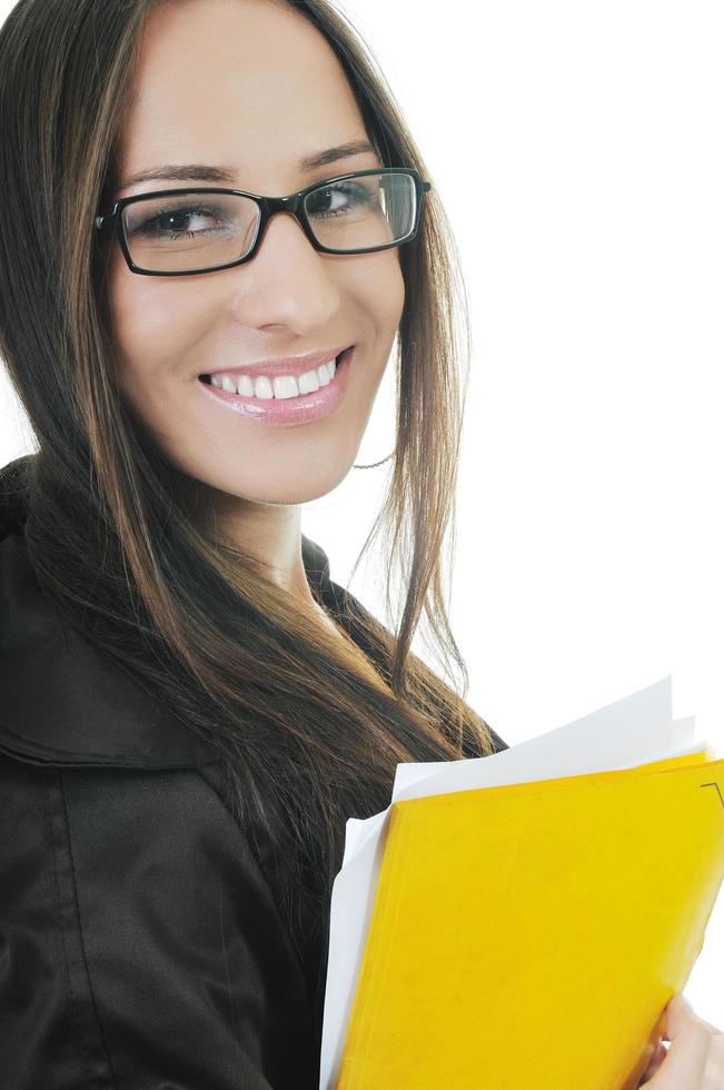 business woman hold papers and folder photo