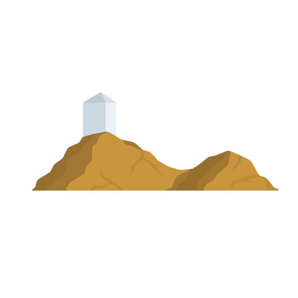 Mount Arafat. Holy Muslim place. Element of pilgrimage and Hajj to Mecca. White tower in Saudi Arabia. Islamic religion. Flat cartoon illustration vector
