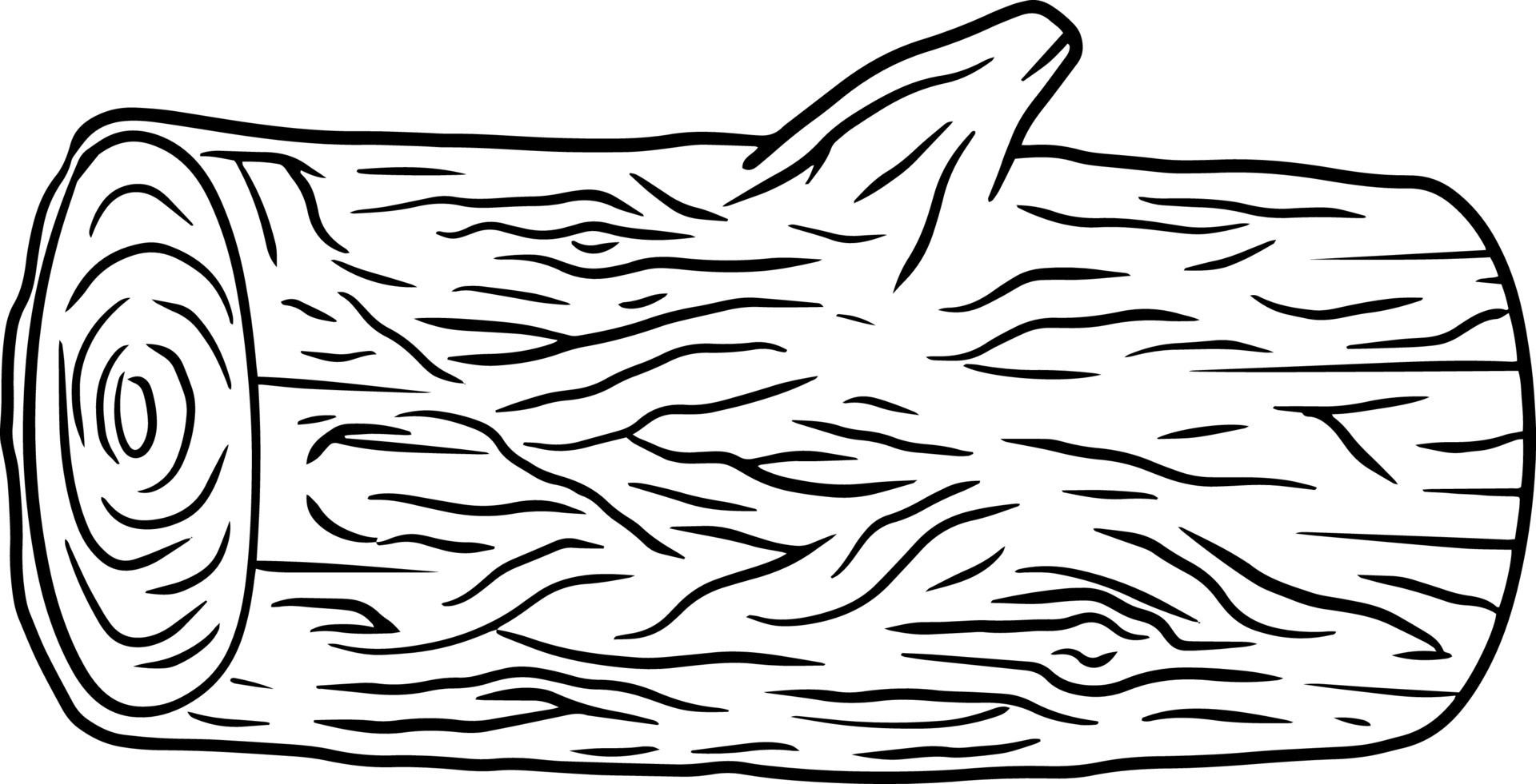 Black and white sketch log. building material wood. Natural element