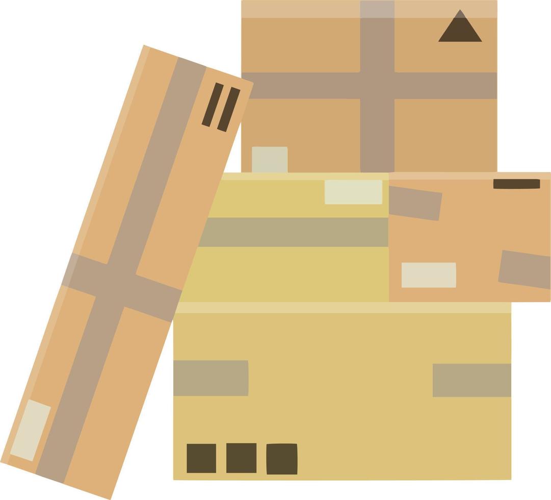 Set of parcels in cardboard boxes. vector